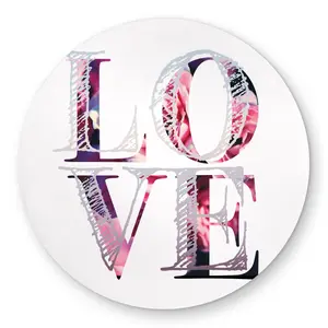 Begin Home Decor C1COAR55W5BLX0 5 x 5 ft. Love Bloom - Shapes Quotes Motivational Outdoor Area Rug - Round