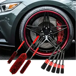 Car tire and wheel rim detail brush set, multi-functional car cleaning tool, suitable for car rims, tires, engine exhaust pipes, flexible detail cleaning, easy car wash tool, Car Detailing Brushes, Car Detailing Tools