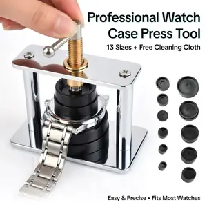 Watch Press Tool Set | Watch Back Case Closure Press with 12 Dies | Watch Repair Kit for Snap Back Case Covers | Watchmaker Tool for Battery Replacement