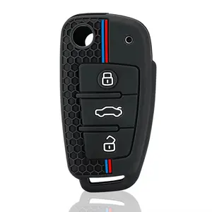 New for Audi A4 B7 A6 C6 4f 8v A3 8p A1 A3 Silicone Key Case Cover Shell Remote Key Holder Jacket Accessories Fob Accessories Car Key Holder