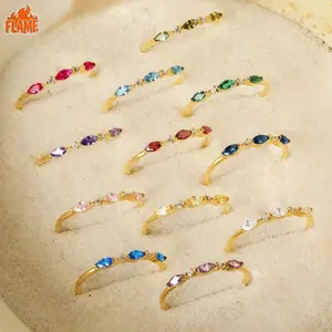 [FLAME] S925 December Birthstone Marquise Cut Ring for Women, Minimalist Stylish Statement Band, Simple Fashion Index Finger Ring, Perfect Birthday Gift for Her, Trendy TikTok Viral Women's Accessories, Elegant Everyday Wear Fashion Jewelry