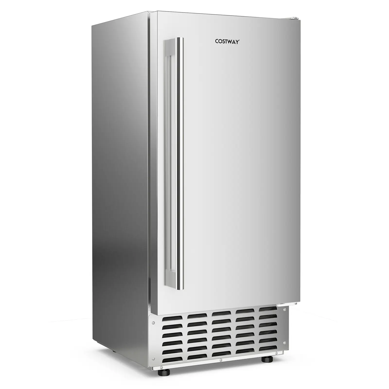 COSTWAY - Under Counter Nugget Ice Maker with Self-Cleaning and 24H Timer-Silver