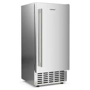 COSTWAY - Under Counter Nugget Ice Maker with Self-Cleaning and 24H Timer-Silver