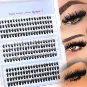 Spiky Bottom Lash Clusters 6-8mm – Manga Lower Eyelash Extensions 240pcs Wispy Individual Lashes, Thick Volume DIY Bottom Lash Extension Kit for Home Use