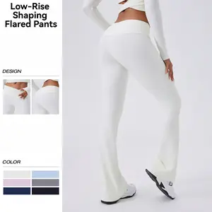 Women's Solid Color Workout Leggings Breathable Comfortable Yoga Pants for Gym Sports Stretchy Leggings Low-Rise Shaping Flared Pants wide leg