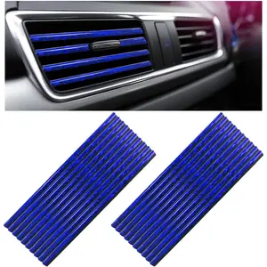 20 count  Air Conditioner Vent Decorative Strip,  Bendable Auto Air Vent Decoration, Universal  Interior Accessories Suitable for Straight Air Vents (Shiny Blue)