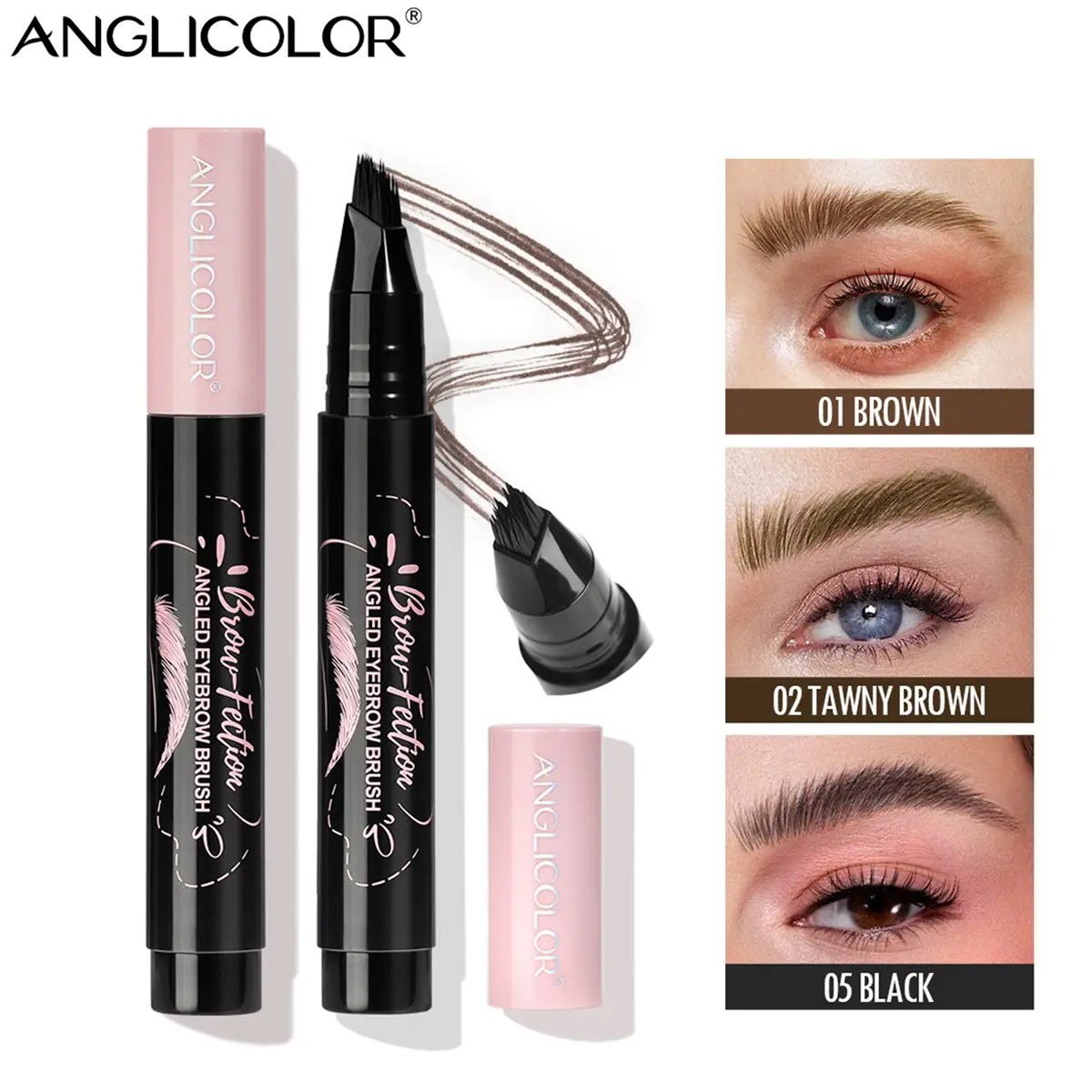 Waterproof Angled Eyebrow Pen with Square Brush, Long Lasting Brow Pencil for Natural Hair-Like Definition, Smudge Resistant Makeup for Full Defined Brows.