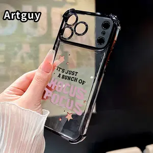 Clear Protective Four Corners Air Cushion Anti-drop Phone Case For iPhone 17 16 Pro Max 15 Plus 14 13 12 11 E Air Hocus Pocus Magic Pattern Premium Plated Cover Casing