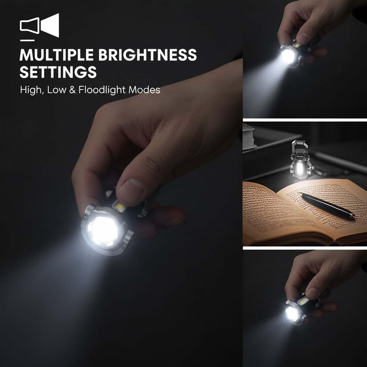 Keychain Flashlight, Portable Rechargeable Bright Keychain Flashlight, Phone Charger, 7 Lighting Modes, 1200 Lumens EDC Mini Keychains Flashlight, Waterproof Design for Camping Hiking (4PCS)