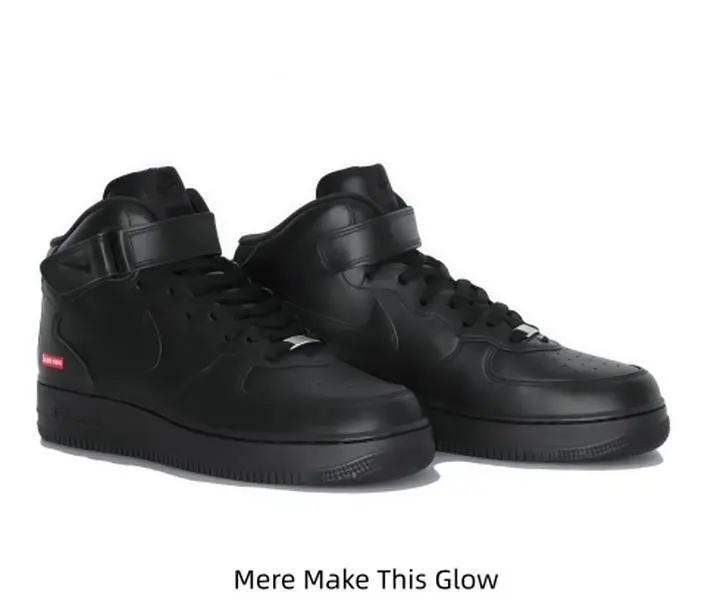 All Black High Top Skate Sneakers Adjustable Ankle Strap Lace Up Platform Casual Shoes Classic Mid Cut Design Non Slip Rubber Outsole Street Fashion Daily Walking Footwear