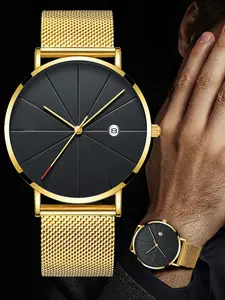 Simple Men Watch Stainless Steel Belt Watches For Man Ultra-Thin Quartz Wristwatch Calendar Date Sales Clock relogio masculino Modern Fashionable Wristwatch