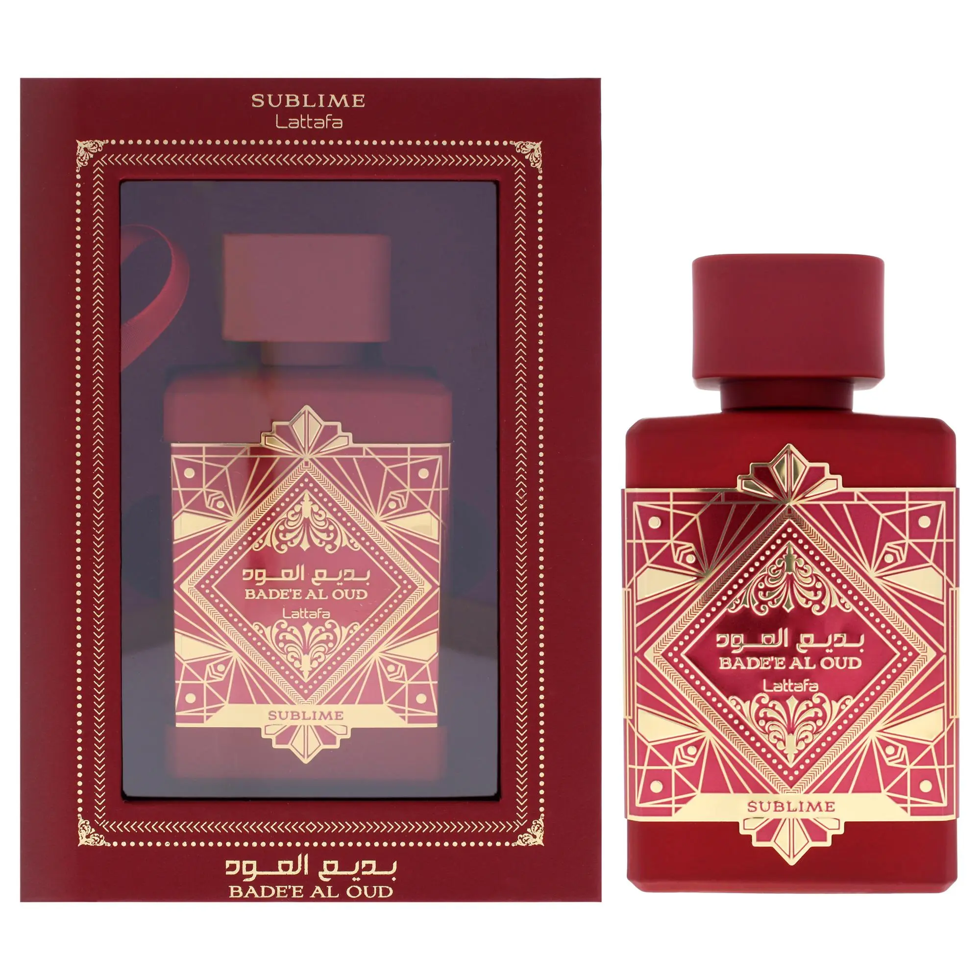 Lattafa Badee Al Oud Collection Sublime Eau De Parfum Unisex — Apple, Litchi, Rose, 3.4 oz (100 ml) | unisex woody perfume, lattafaamethyst oud edp perfume, lattafawomen's prive rose perfume, unisex amber woody cologne, plum, apple perfume, jasmine, moss