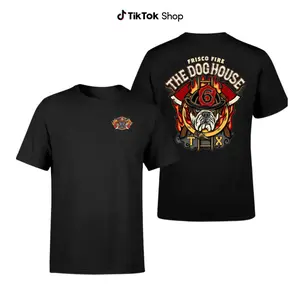 The Doghouse Frisco Fire T-Shirt Two Side, Bulldog Firefighter Graphic Tee, Soft Cotton Vintage Streetwear Shirt for Men & Women, Gift for Fire Dept Crew