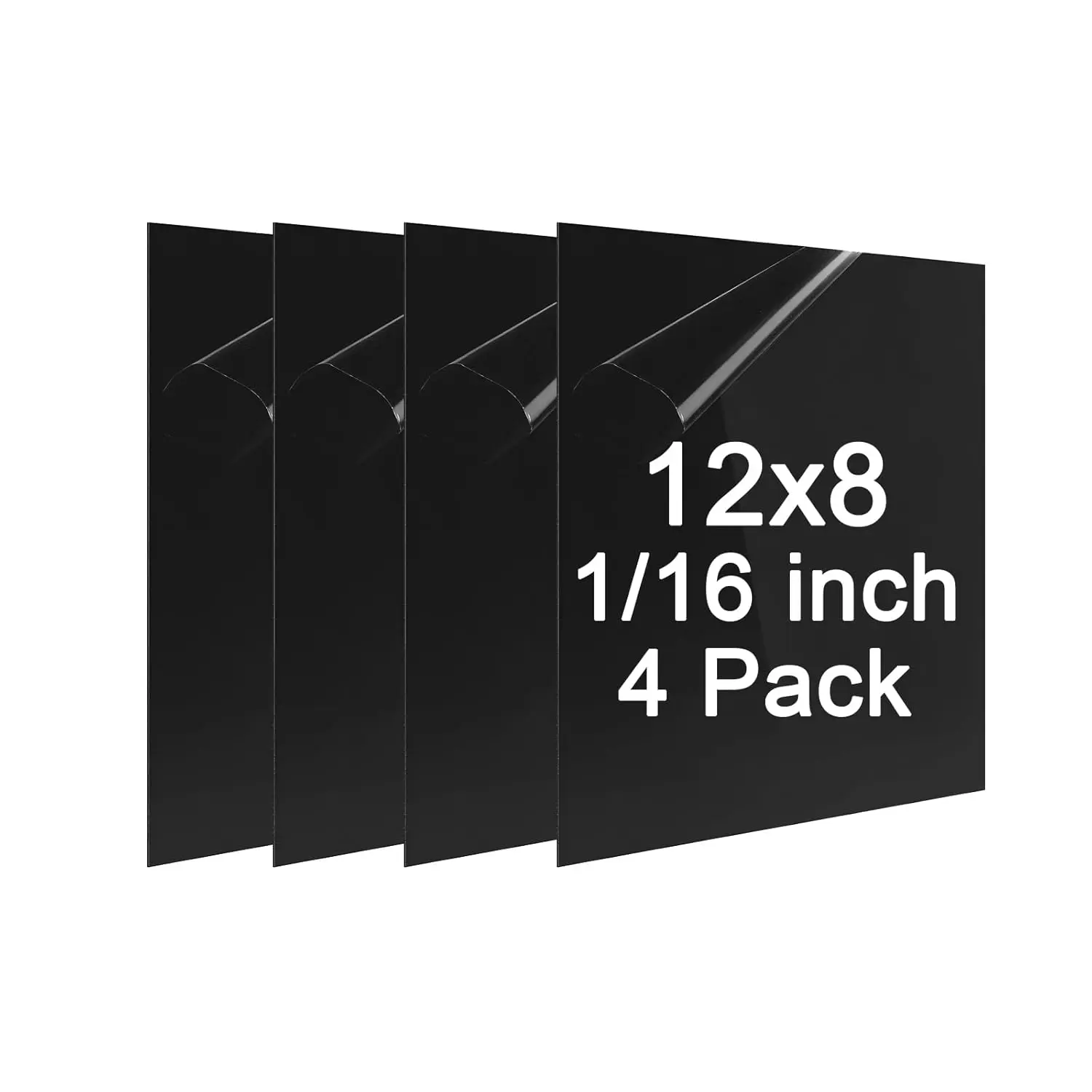 ABS Plastic Sheet 1/16 Inch Thick - 4PACK 12" x 8" Black Rigid ABS Board Impact Resistant Heat Moldable ABS Plastic Panel for Industrial DIY Projects,  Decor, Handicrafts - (Frosted & Smooth)
