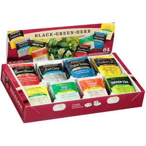 Bigelow Tea Assortment Pack of 64 Individually Wrapped Tea Bags Featuring Black Green and Herbal Teas Including English Teatime Constant Comment Lemon Lift Earl Grey and More