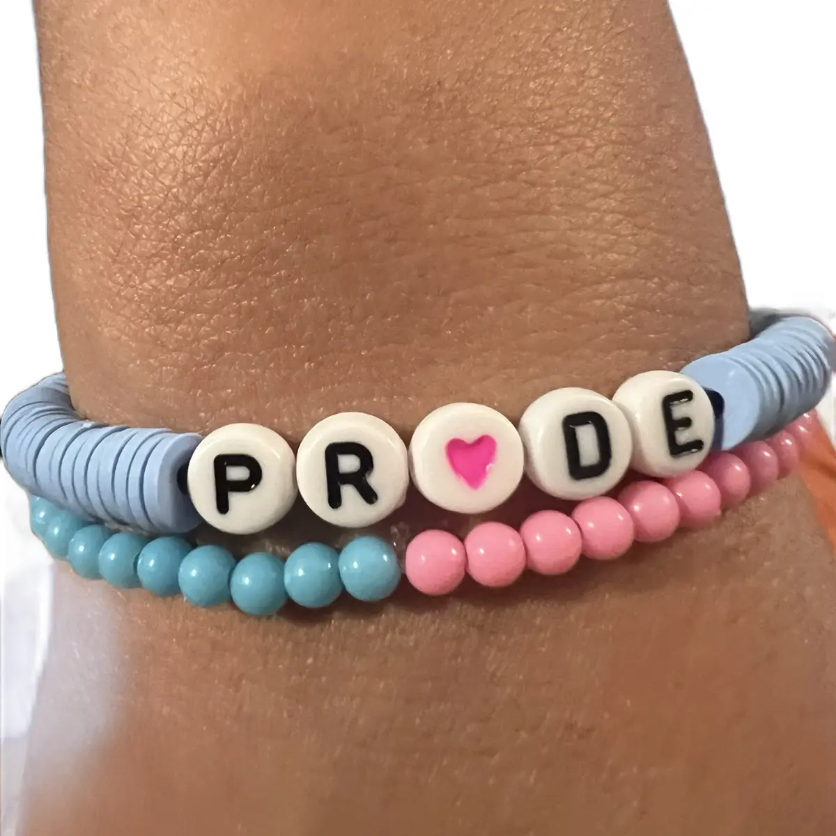 Transgender Pride Flag Beaded Bracelet Set