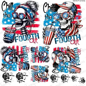 Chill The 4Th Out Family Mini DTF Transfer Gang Sheet 24.5" wide x 36" long. Direct To Film Mini Gang Sheet