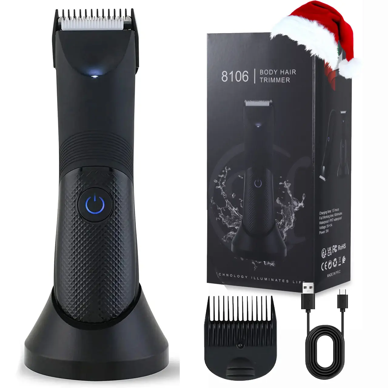 Electric Body Hair Trimmer - Groin Trimmer for Men - Bikini Trimmer Women - Wet/Dry Shaver Groomer, Replaceable Ceramic Blade Heads,Waterproof Razor