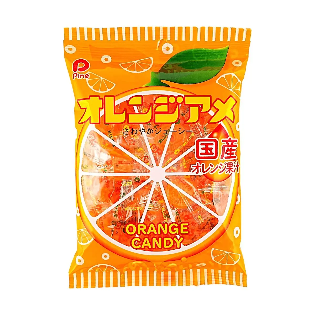 PINE Japan Orange Candy 110g - Real Fruit Juice Infused Hard Candies for Refreshing Citrus Flavor