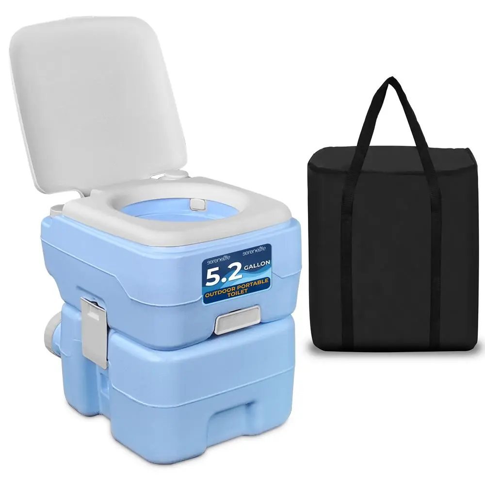 5.2 Gallon Portable Outdoor Toilet with 20L Waste Tank | Heavy-Duty HDPE Camping Toilet with 100–120 Flushes, Leak-Proof & Odorless Design - Hand Sprayer & Carry Bag Included - Perfect for Camping, RV, Hiking & Emergency Use