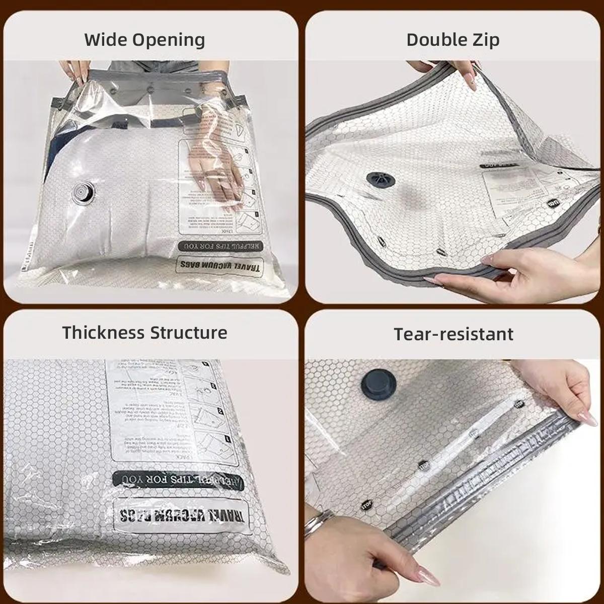 15-Pack Bulk Travel Vacuum Storage Bags - Reusable Compression Type Packing Vacuum Bags with Rechargeable Pump, Large/Medium/Small Sizes for Luggage Organization, Home Storage, Vacuum Bags For Travel, Bulk Pack