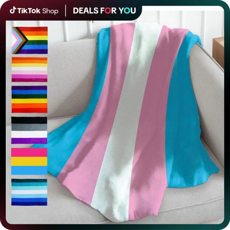 Super Soft Fluffy Lightweight Flannel LGBT Pride Throw Blanket - Inclusive of Transgender, Bisexual, Pansexual, Asexual, Male Nonbinary, Genderfluid, Lesbian, Straight Ally Flags - For Bedroom Decor, Adult Gifts (Birthday, Holidays), Lightweight Flannel B