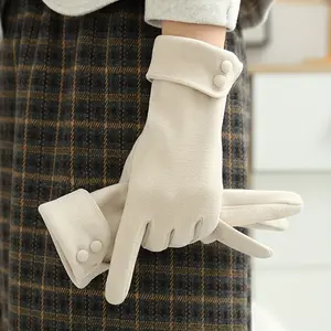 Women's Winter Warm Fleece Touchscreen Gloves, Windproof Cold-Resistant Five-Finger Mittens, Ideal for Outdoor Activities