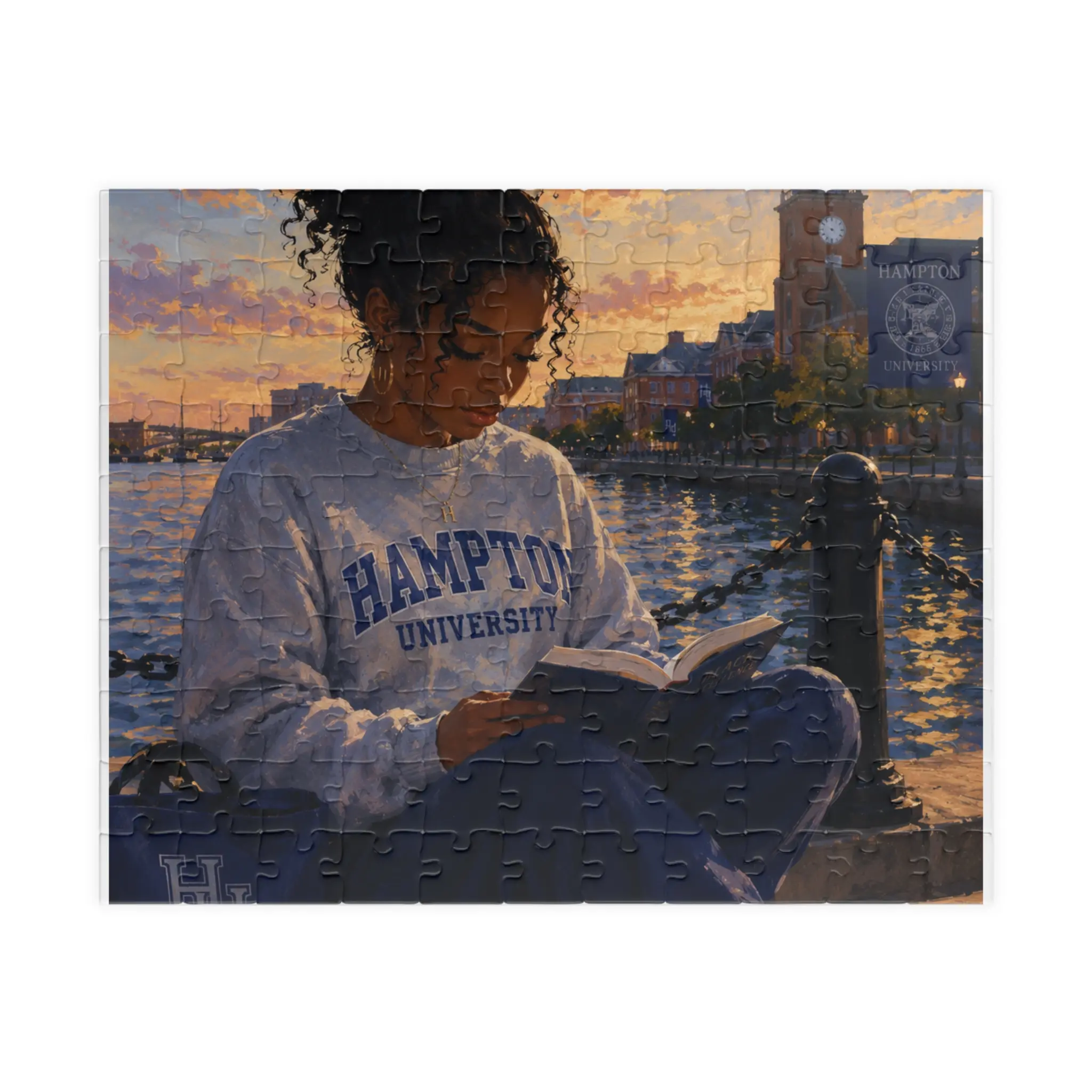 Your Home by the Sea | Hampton University Puzzle | HBCU Gift | College Student Puzzle | Hampton Alumni Gift | Waterfront Sunset Art Puzzle