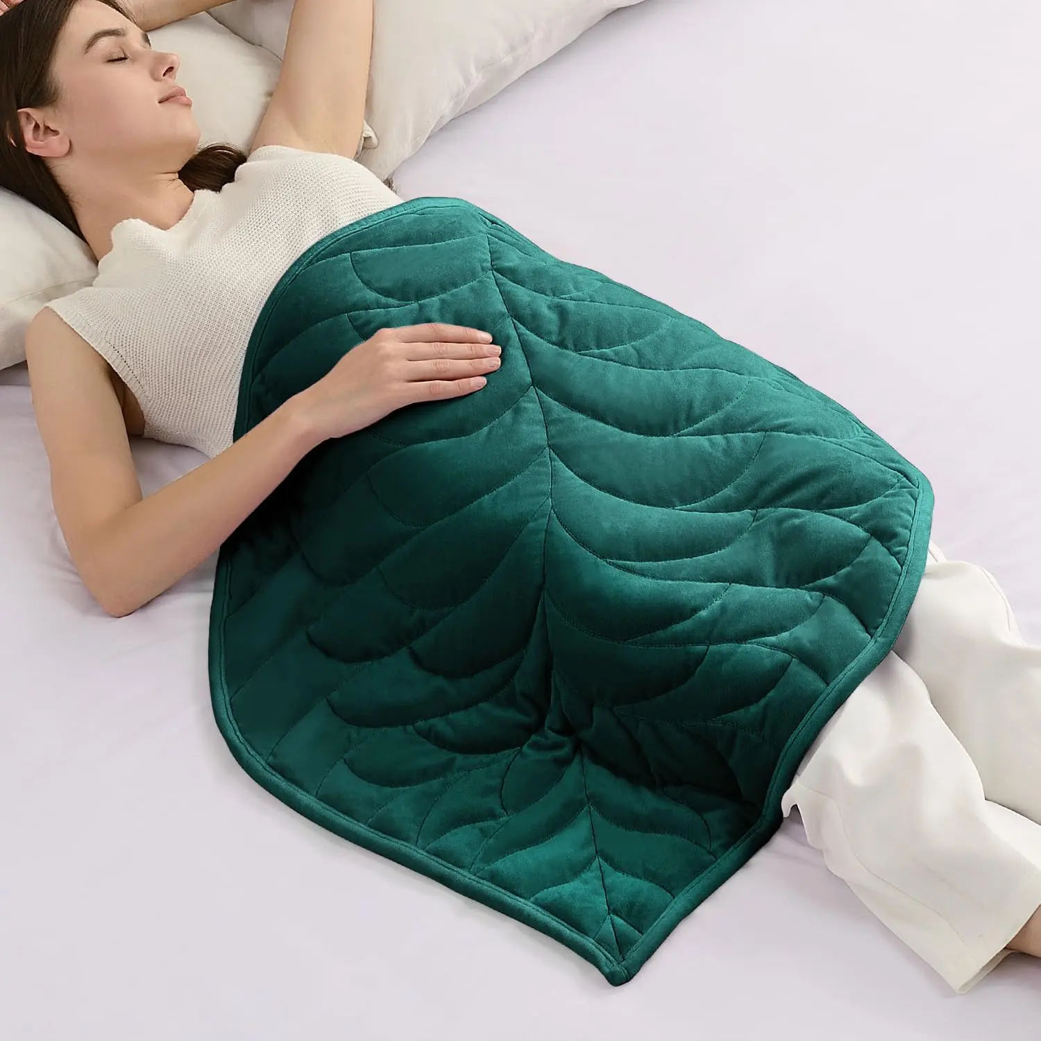 Weighted Lap Blanket 3 lbs 23" x 29", Cozy Luxury   Small Weighted Blanket for Adults, Portable Travel Weighted Blanket for Relaxation, All-Season Blanket, Machine Washable, Green