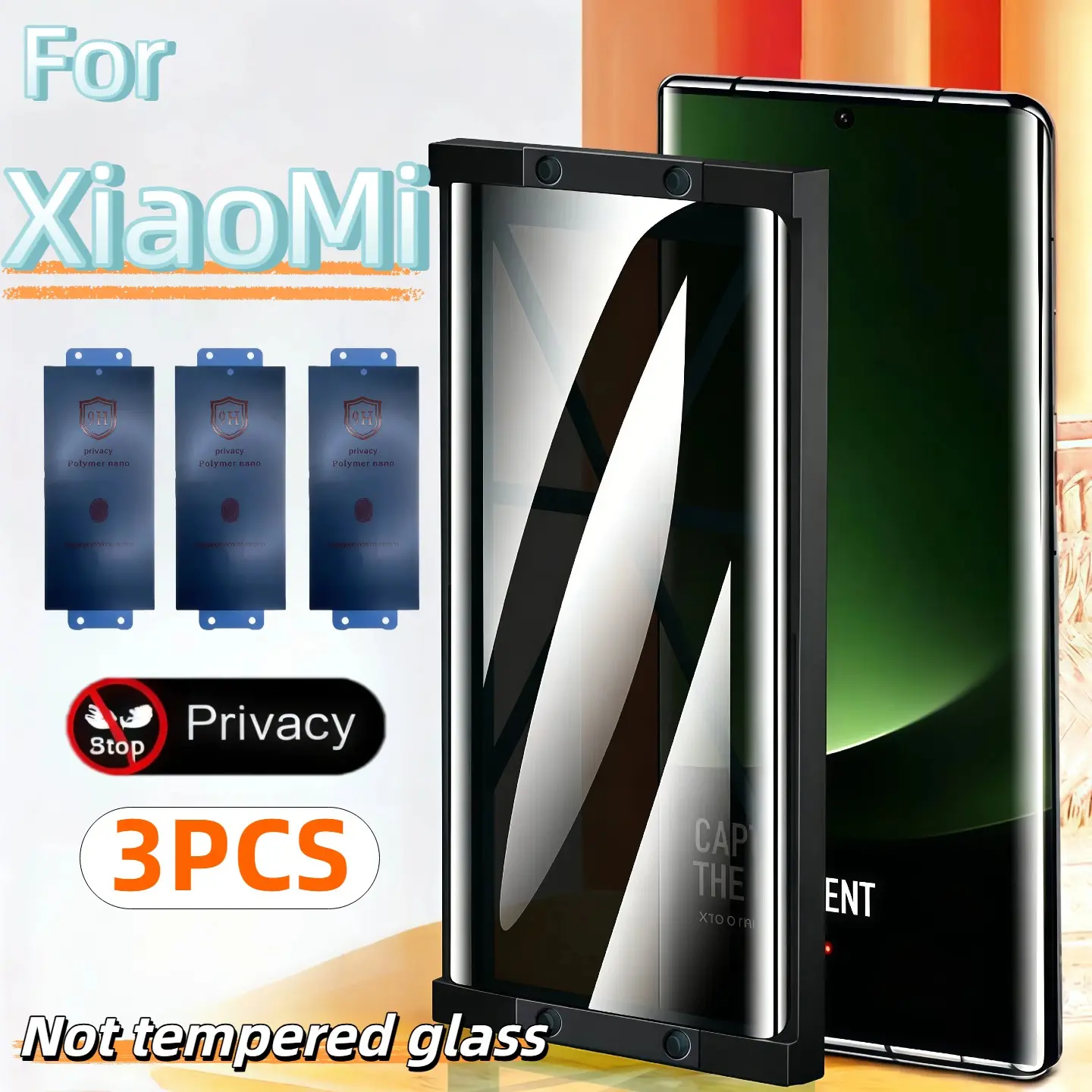 3-Pack Xiaomi Smartphone Screen Protectors, Accessories, Anti-Spy Ceramic Film, Easy Install, Scratch-Resistant, Durable Protection, Includes Installation Tools