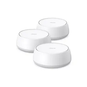 TP-Link Dual-Band Deco BE25(3-pack) BE5000 Wi-Fi 7 Mesh Wi-Fi System | 4-Stream 5 Gbps | 240 Mhz Channels | Covers up to 6,600 Sq.Ft | 2× 2.5G Ports Wired Backhaul | VPN,MLO, AI-Roaming, HomeShield