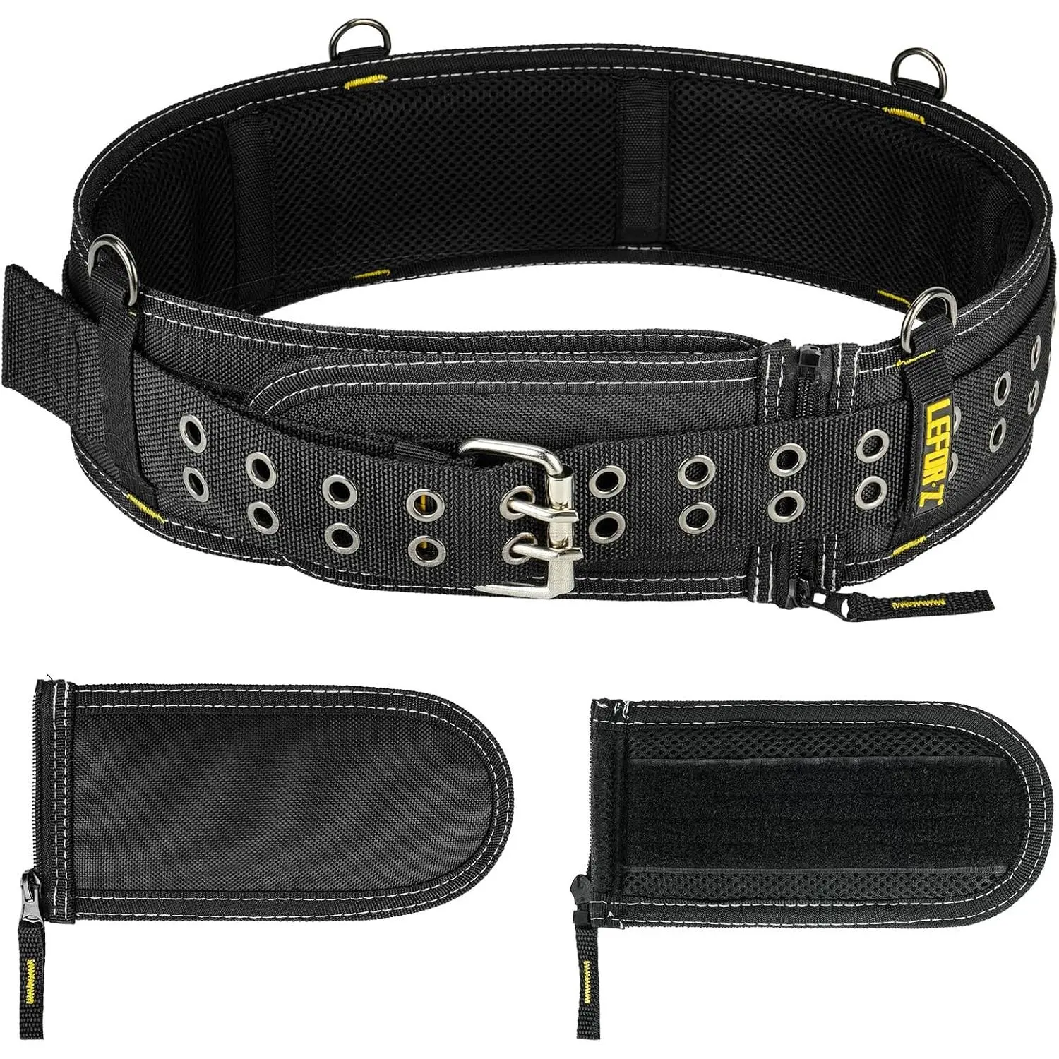 4-Inch Padded Tool Belt,Heavy Duty Tool Belts for Men with 4 Suspenders Ring,Work Belts for Electrician,Carpenter,Construction,Utility Belt,Adjustable 34''-40''(Pouch not Included)