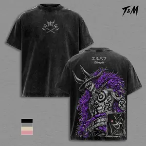 Loki-Elbaf Giant Prince One Piece Anime Washed Oversized T-Shirt, Heavyweight Cotton Graphic Tee, Double Printed Manga Design, Unisex Streetwear, Vintage Anime Shirt Gift
