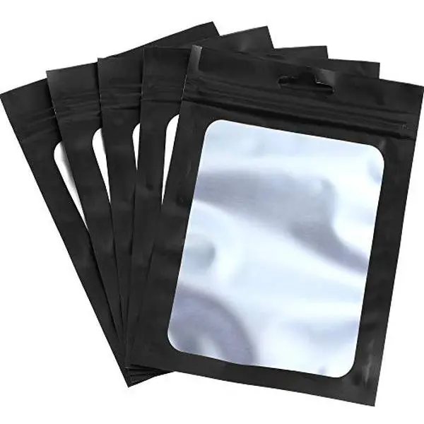 100 Pcs Resealable Foil Food Storage Bags,4 x 6 Inch,Black | Coffee Beans Candy Packaging Pouch for Food, Small Business Supplies for Jewelry, Self Sealed Storage Bags