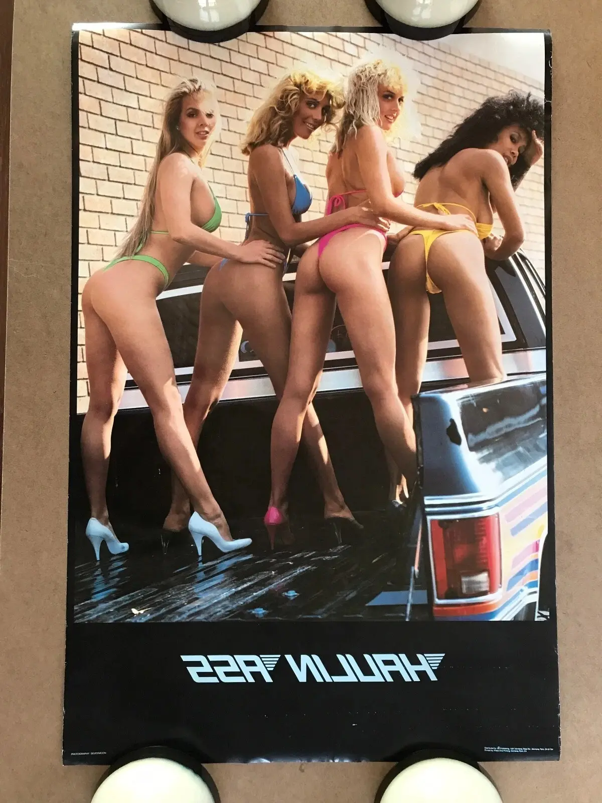 Vintage Original 1970s 1980s Haulin Ass Bathing Suit Girls Pinup Poster Unframed