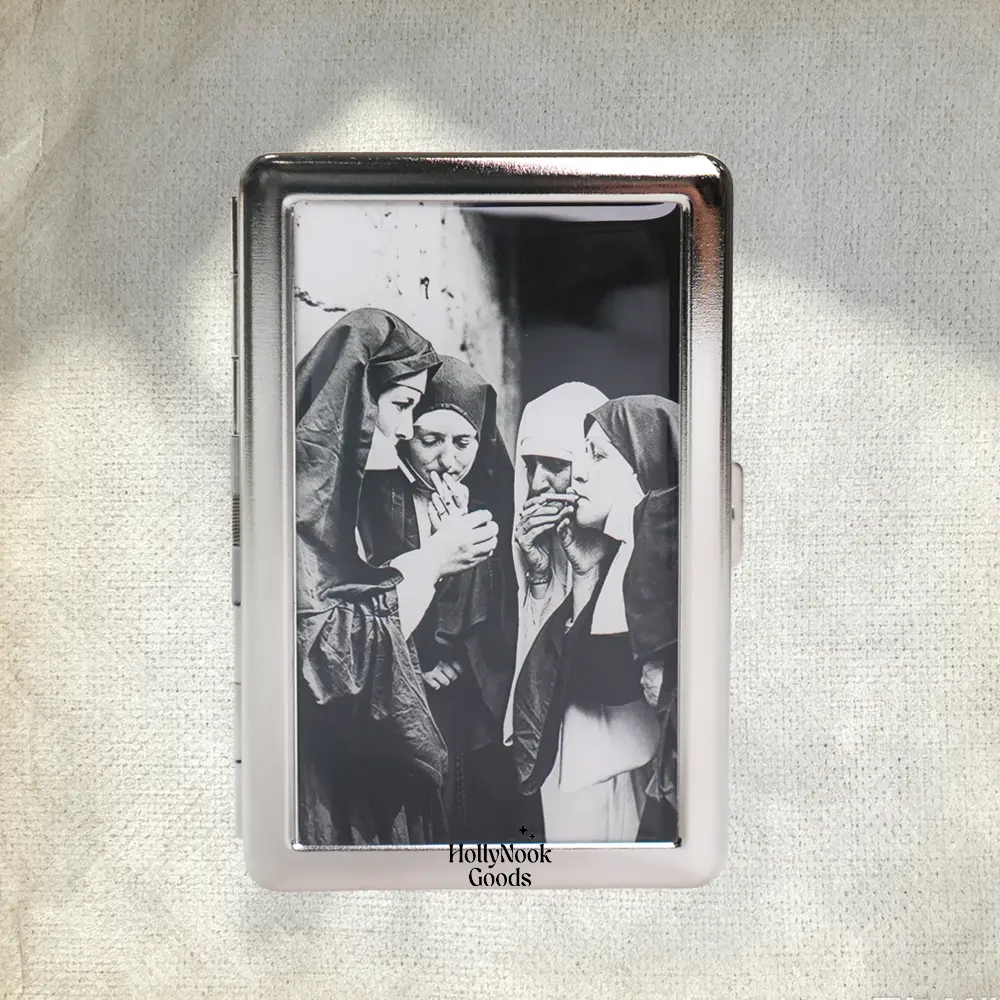 Funny Nuns Mental Case Zigarettenetui Wallet Vintage Metal 100s Blunt Holder gifts boyfriend Storage Box Vintage Case