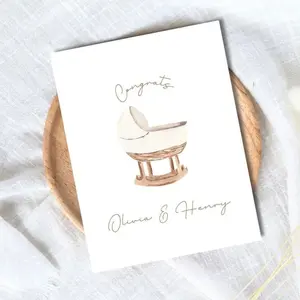 Personalized Handwriting Greeting Cards, Baby Shower Card - New Baby Congratulations Office Stationery