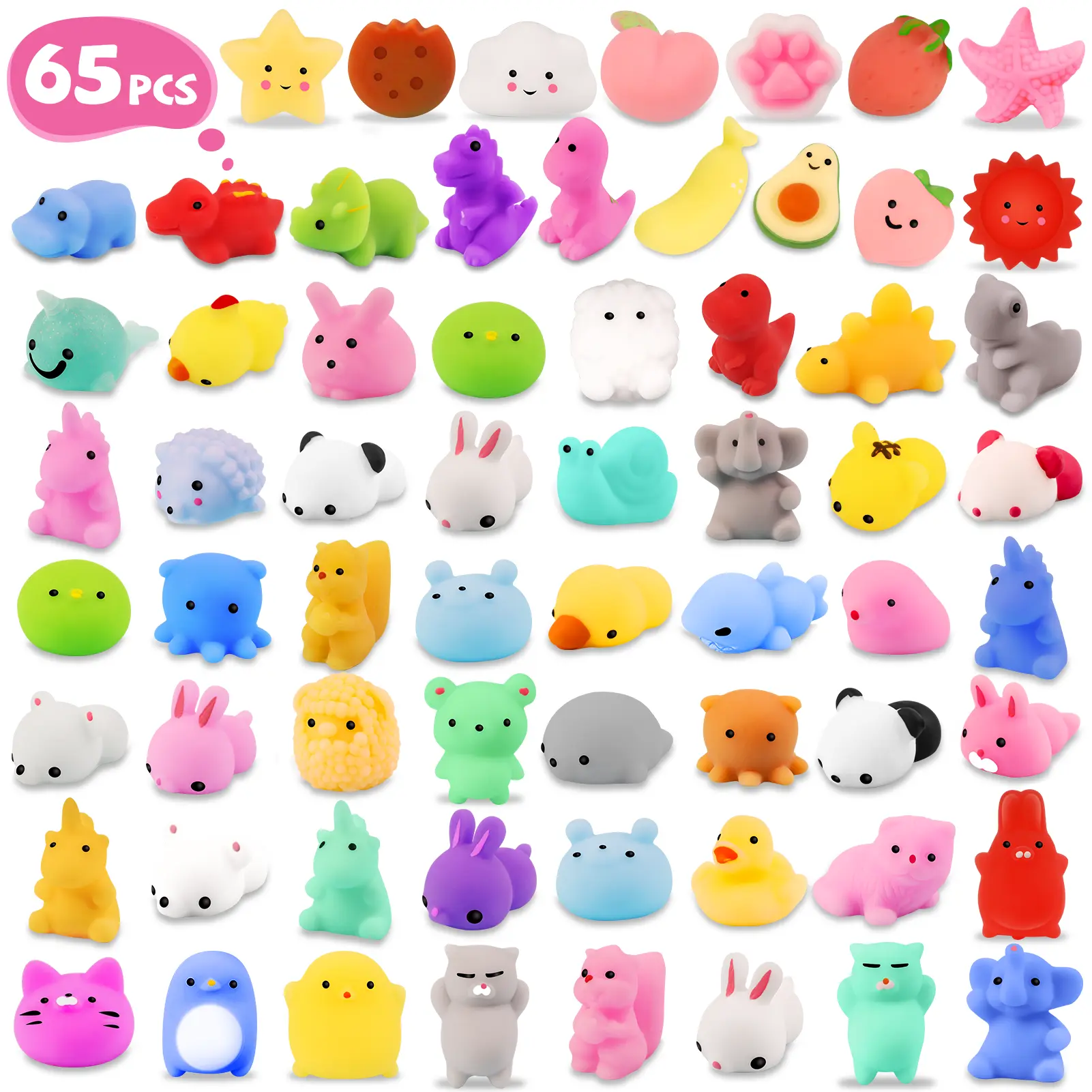 80pcs & 65pcs Mini Animal Mochi Squishy Toys Kawaii Stress Relief Toy Set for Kids Cute Soft and Colorful Squeeze Toys Perfect for Birthday Party Favors Classroom Rewards Goodie Bag Fillers Holiday Gifts Random Assortment Fun for Boys and Girls summerwins