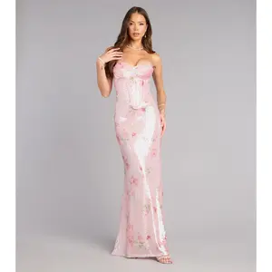 Arely Floral Sequin Corset Formal Dress