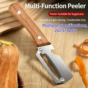 Multi piece kitchen peeler, high-quality stainless steel blade peeler, equipped with comfortable wooden handle/bottle opener, heavy-duty anti slip smooth fruit and vegetable peeler, efficient and fast cooking tool, essential for the kitchen