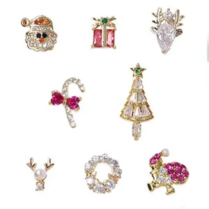 SOLWINK Christmas Zircon Sparkle Nail Decor Rhinestones with Elk Christmas Tree Santa Claus & More Festive Designs for Holiday Manicure