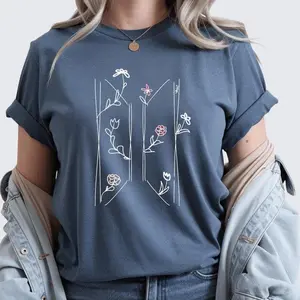 B.T.S Floral Logo T-Shirt Kp0p Fan Apparel