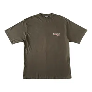 Balenciaga Campaign Logo Short Sleeve Tee Shirt Olive Green Pre-Owned