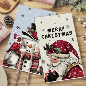 4pcs Christmas Hand Towel Set, Reindeer, Santa, Snowman Patterns, Soft Material, Kitchen & Bathroom Use, Festive Atmosphere