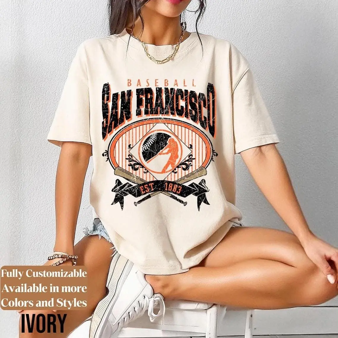 Retro San Francisco Baseball Shirt, Vintage Bay 415 Ballpark Tee, Orange Black Baseball Fan Apparel | TC752
