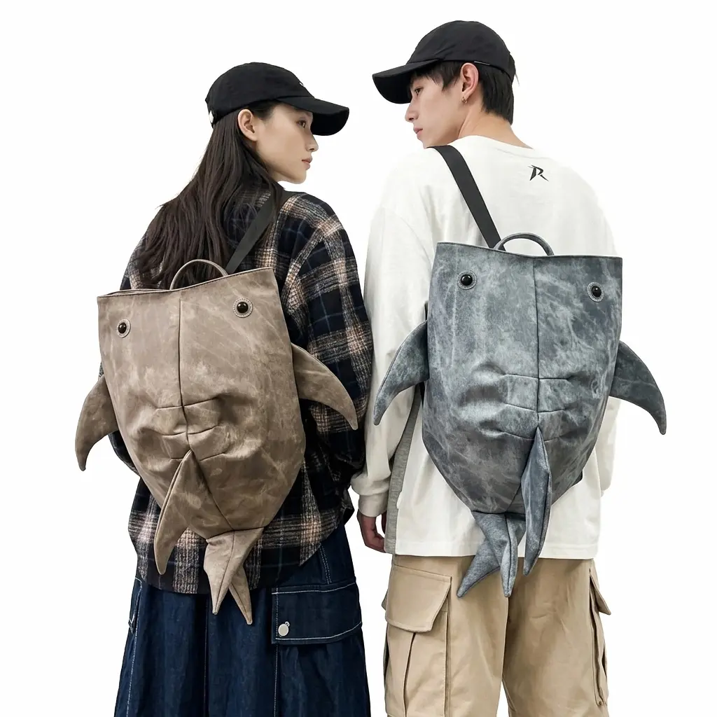 Shark Shape Backpack for Adults Teens Fun 3D Ocean Animal Travel Bag Cool Rucksack for Couples Boys Girls