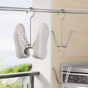 Outdoor shoe drying rack for balconies and windowsills, windproof, durable, with rust-proof, quick-drying, and long-lasting hooks.