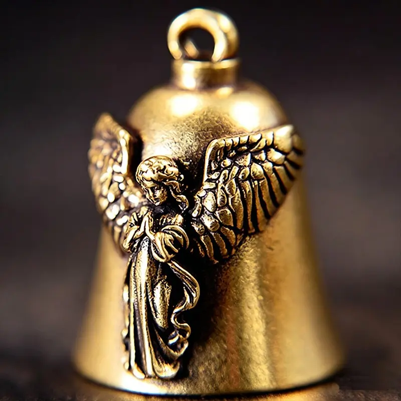 New Brass Angel Bell Small Copper Craft, Handmade Handcrafted Vintage Bell Decoration Pendant Charm, Antique Style Ornament, Single Piece Brass Material