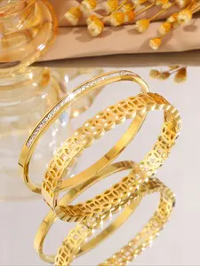 2pcs exquisite and fashionable stainless steel engraved pattern bracelet, Elegant Bangle, suitable for parties and gatherings, is a great gift choice