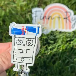 Limited Doodle holding Energy Drink Badge Reel